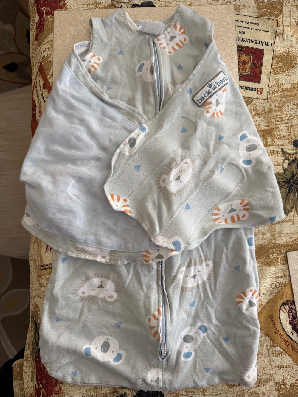 Halo Light Blue Infant Sleep Sack with Orange & White Animal Print